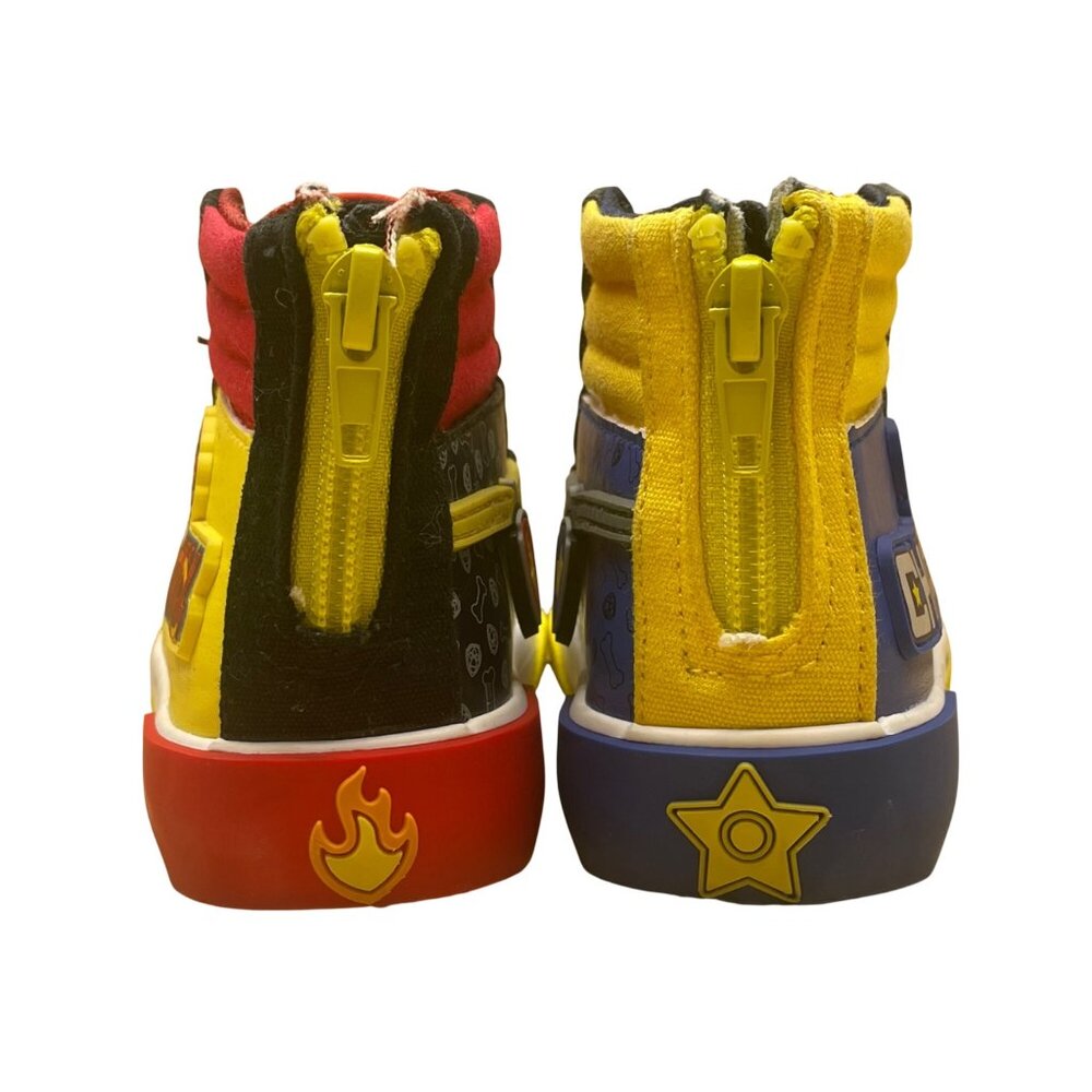 Paw Patrol Kids Yellow/Blue/Red Canvas Zip Up Closure High Top Sneakers Size 7 - Picture 9 of 10
